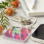 Vierkante sleutelhanger in katoenen ontwerp (Voorkant Rechts)