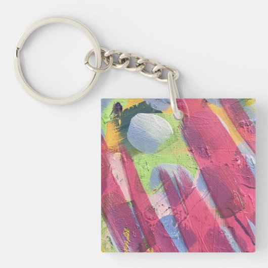 Vierkante sleutelhanger in katoenen ontwerp (Voorkant)