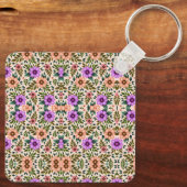Vierkante sleutelhanger met een levendig bloemmoti (Achterkant)