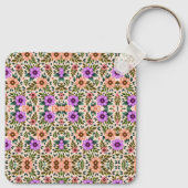 Vierkante sleutelhanger met een levendig bloemmoti (Achterkant)