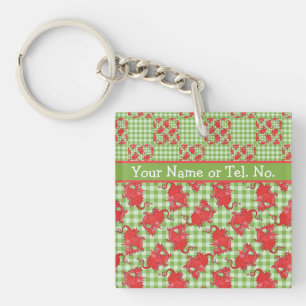 Vierkante sleutelhanger om te personaliseren: Cute