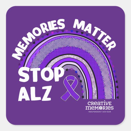 Vierkante sticker Alzheimer's Association Langste  (Voorkant)