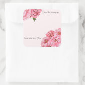 Vierkante Sticker, Boekplaat, pioen, pioenrozen, b Vierkante Sticker (Tas)