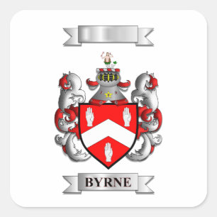 Vierkante sticker Byrne-achternaam en schild