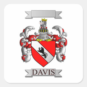 Vierkante sticker Davis familienaam en schild