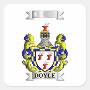 Vierkante sticker Doyle achternaam en schild
