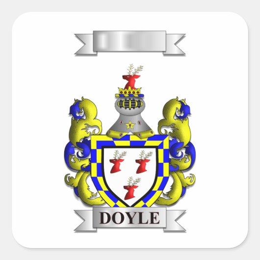 Vierkante sticker Doyle achternaam en schild (Voorkant)