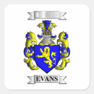 Vierkante sticker Evans Family achternaam en schil