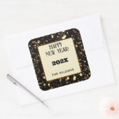 vierkante Sticker | Feestelijke Zes 3-in Gelukkig (Envelop)