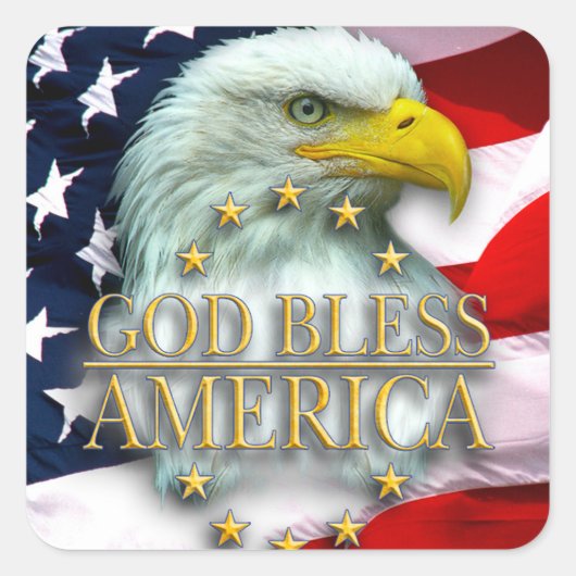 Vierkante Sticker/God zegene Amerika Sticker (Voorkant)
