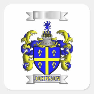 Vierkante sticker Johnson familienaam en schild