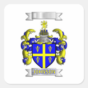 Vierkante sticker Johnson familienaam en schild