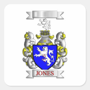Vierkante sticker Jones familienaam en schild