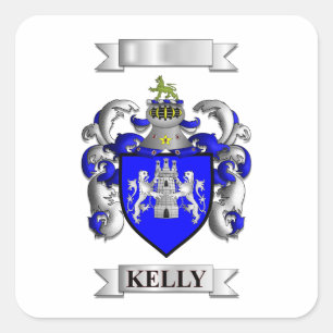 Vierkante sticker Kelly achternaam en schild