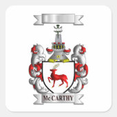 Vierkante sticker McCarthy achternaam en schild (Voorkant)