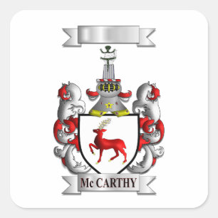 Vierkante sticker McCarthy achternaam en schild