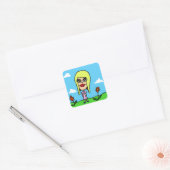 Vierkante sticker met bruine ogen meisje (Envelop)