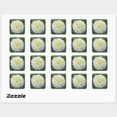 Vierkante sticker met elegante witte dahlia (Vel)