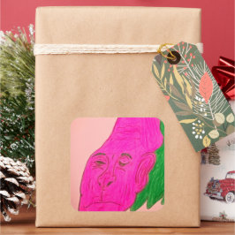 Vierkante Sticker met Wortelgroente Karakter Kunst