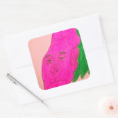 Vierkante Sticker met Wortelgroente Karakter Kunst (Envelop)