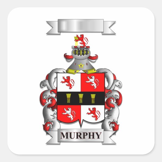 Vierkante sticker Murphy achternaam en schild (Voorkant)