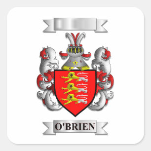 Vierkante sticker O'Brien achternaam en schild