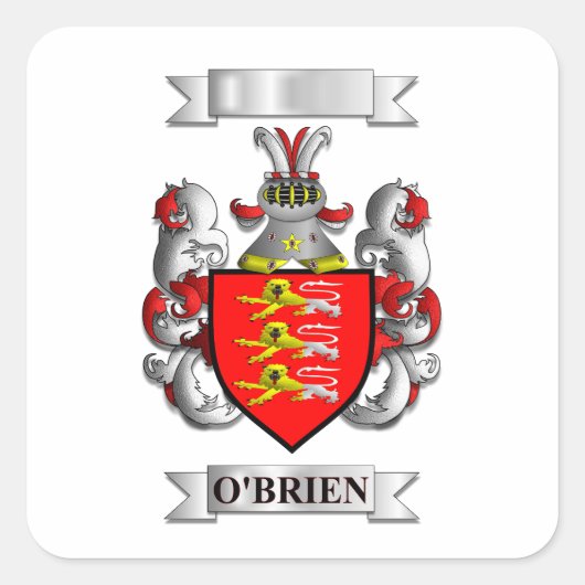 Vierkante sticker O'Brien achternaam en schild (Voorkant)