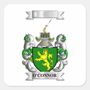 Vierkante sticker O'Connor achternaam en schild