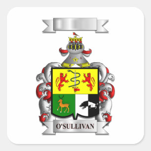 Vierkante sticker O'Sullivan achternaam en schild