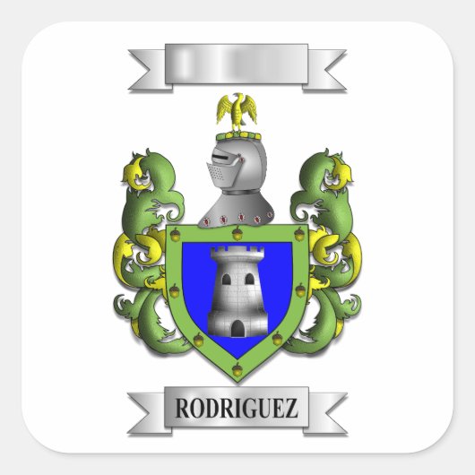 Vierkante sticker Rodriguez Achternaam En Schild (Voorkant)