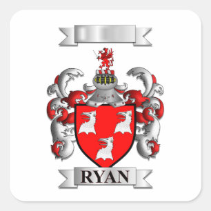Vierkante Sticker Ryan Achternaam En Schild