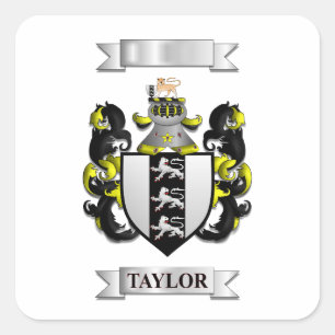Vierkante sticker Taylor familienaam en schild