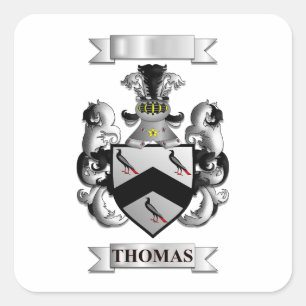 Vierkante sticker Thomas familienaam en schild