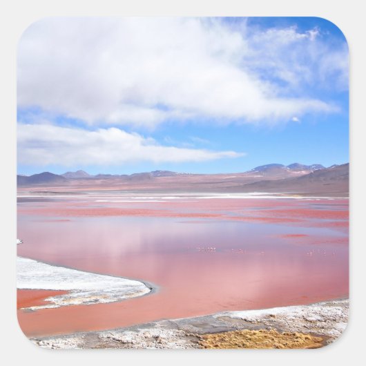 Vierkante sticker van Laguna Colorada in Bolivia (Voorkant)