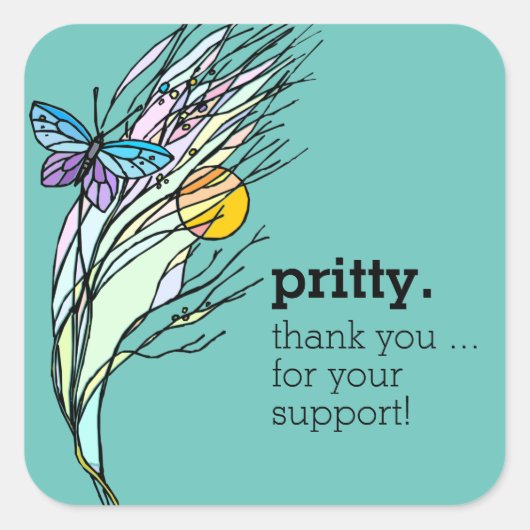 Vierkante Sticker voor Butterfly Fields Design Squ (Voorkant)