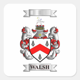 Vierkante sticker Walsh achternaam en schild