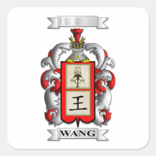 Vierkante Sticker Wang Achternaam En Schild