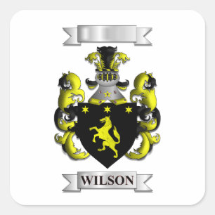 Vierkante sticker Wilson familie achternaam en sch