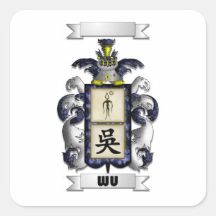 Vierkante Sticker Wu Achternaam En Schild