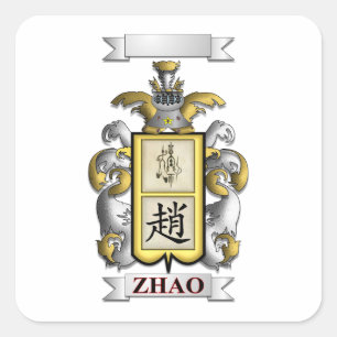 Vierkante sticker Zhao-achternaam en schild