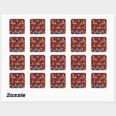 Vierkante Stickers, #4 Happy 4th Birthday Dark Red Sticker (Vel)