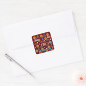 Vierkante Stickers, #4 Happy 4th Birthday Dark Red Sticker (Envelop)