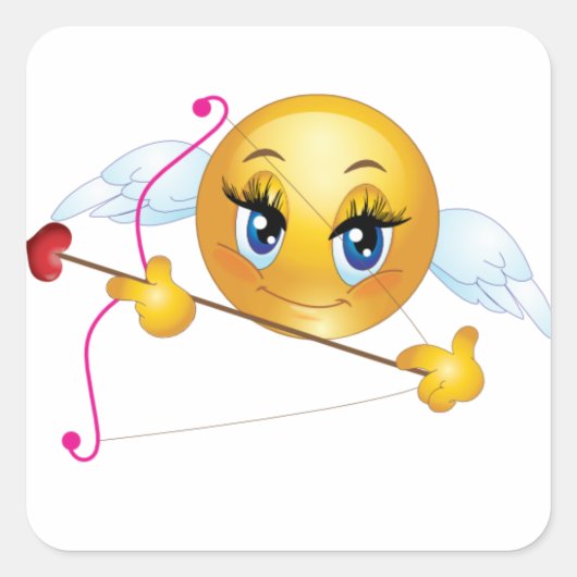 Vierkante Stickers/Cupid Emoticon Sticker (Voorkant)