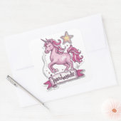 Vierkante Stickers Eenhoorn en de inscriptie, Hand (Envelop)