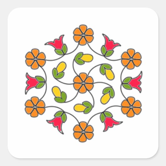 Vierkante Stickers-Flower Series#63 Sticker (Voorkant)