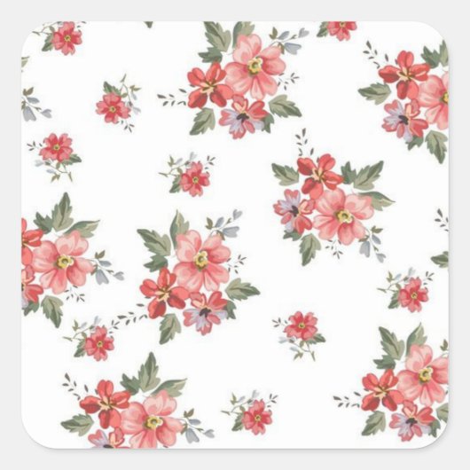 Vierkante Stickers met charmante bloemenDesign (Voorkant)