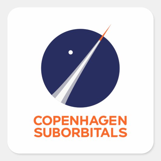 Vierkante Stickers met Kopenhagen Suborbitals Logo (Voorkant)