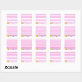 Vierkante Stickers Roze & White Stripe Happy Sun (Vel)