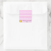 Vierkante Stickers Roze & White Stripe Happy Sun (Tas)