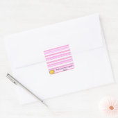 Vierkante Stickers Roze & White Stripe Happy Sun (Envelop)